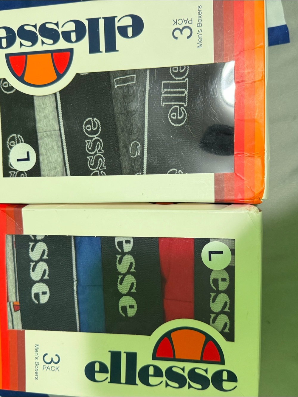 2 sets Ellesse 3-Pack Men’s Boxers in Black, Blue, Red
